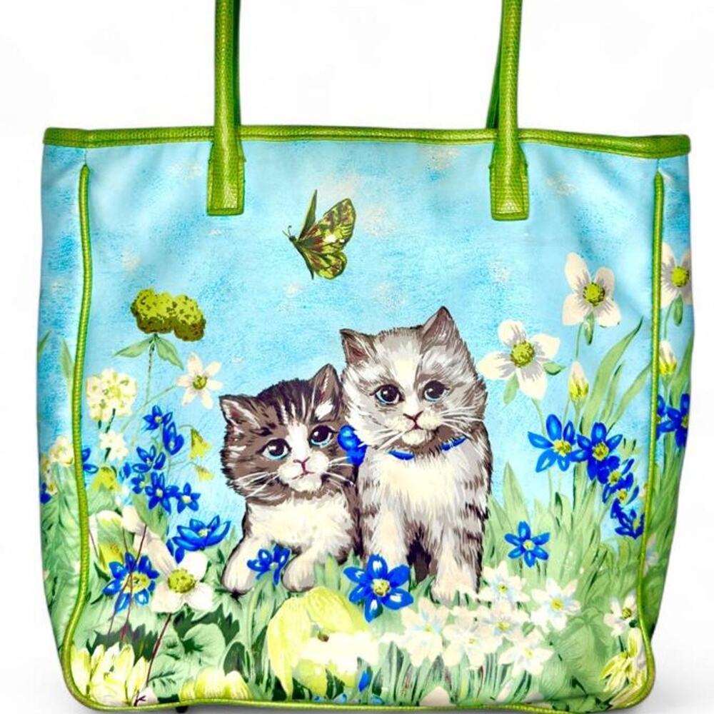 Rare Vintage Avon Floral Cat Tote
